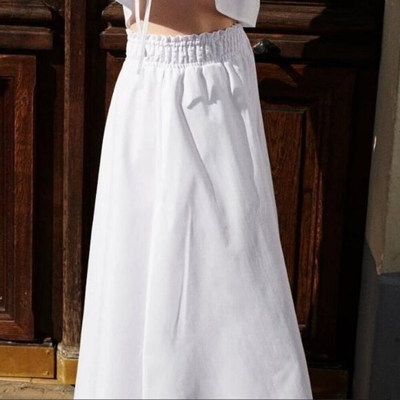 Zara white Poplin high waisted Midi Skirt Size L NEW WITH TAG! - Picture 5 of 11
